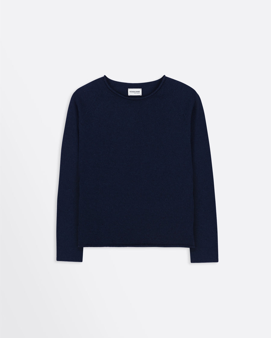 Scaglione ROUND NECK RAGLAN SEAMLESS HYBRID CASHMERE NAVY