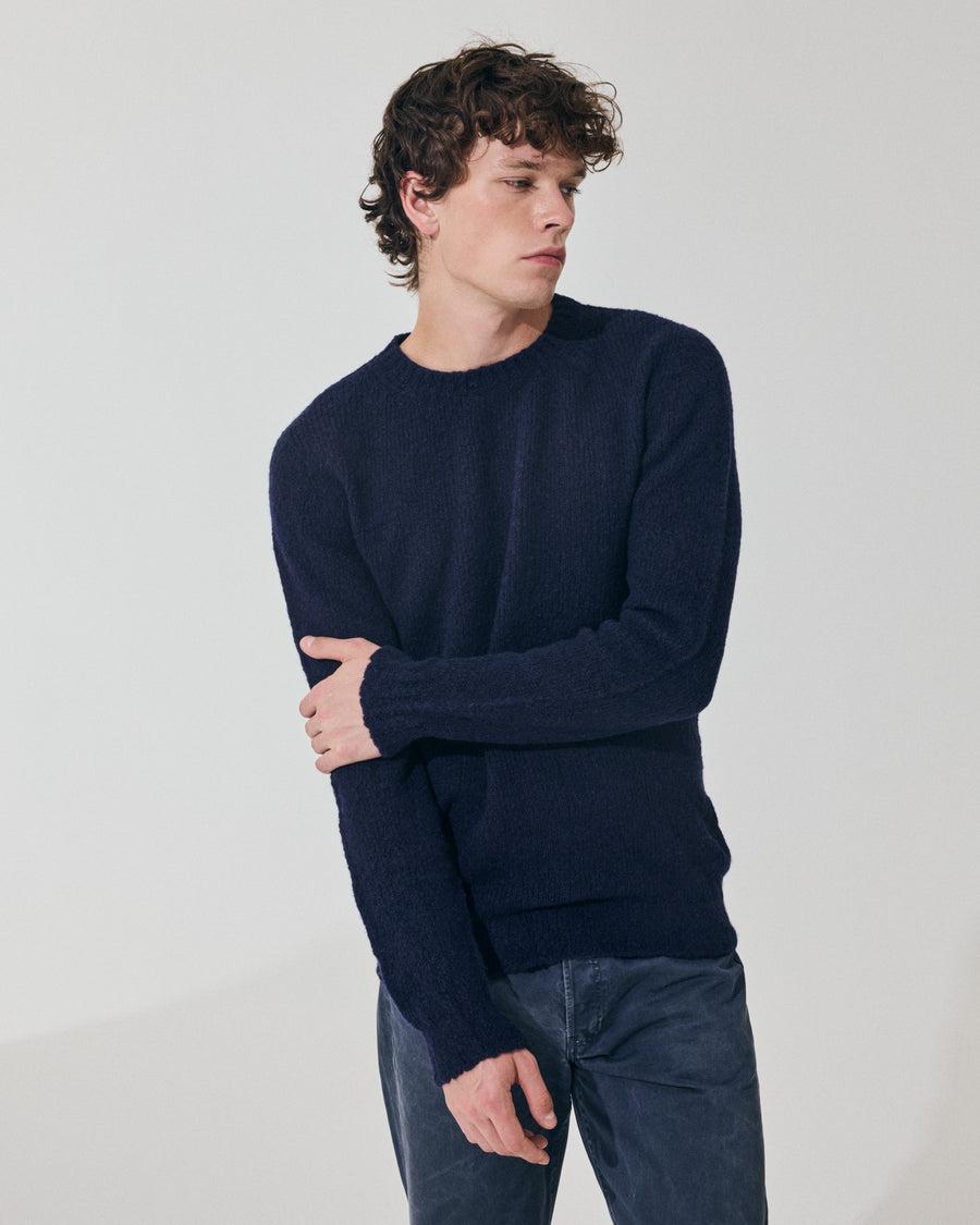 Scaglione ROUND NECK SEAMLESS PUFFED CASHMERE CASHMERE NAVY