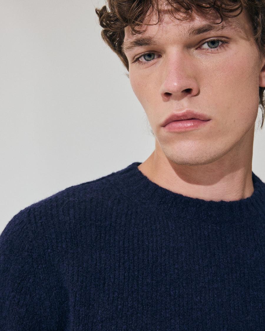 Scaglione ROUND NECK SEAMLESS PUFFED CASHMERE CASHMERE NAVY