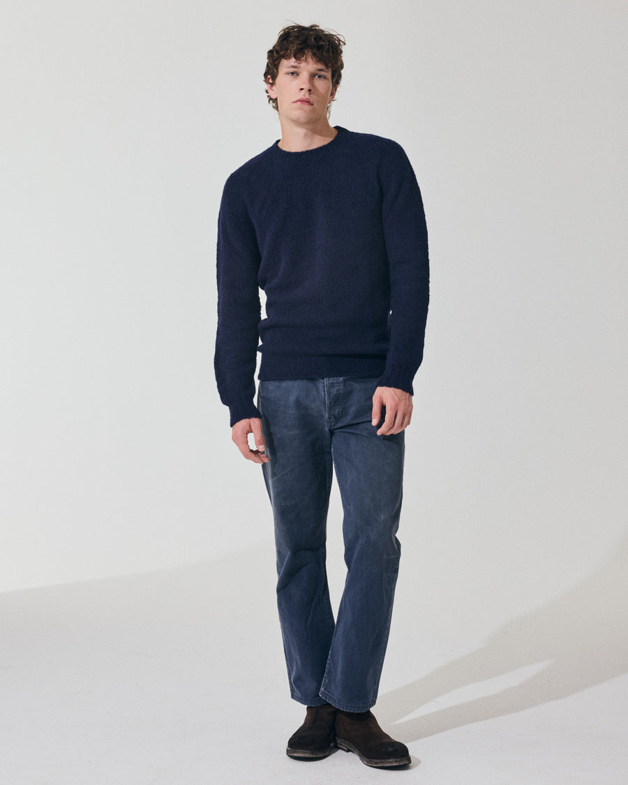Scaglione ROUND NECK SEAMLESS PUFFED CASHMERE CASHMERE NAVY