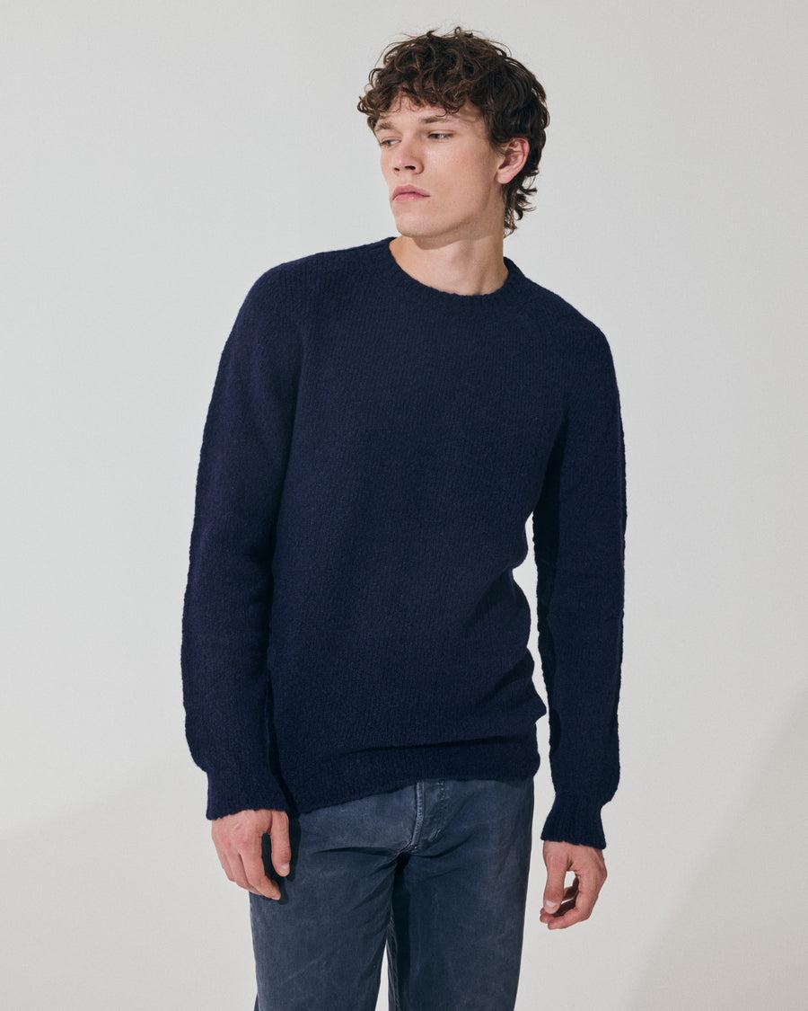 Scaglione ROUND NECK SEAMLESS PUFFED CASHMERE CASHMERE NAVY