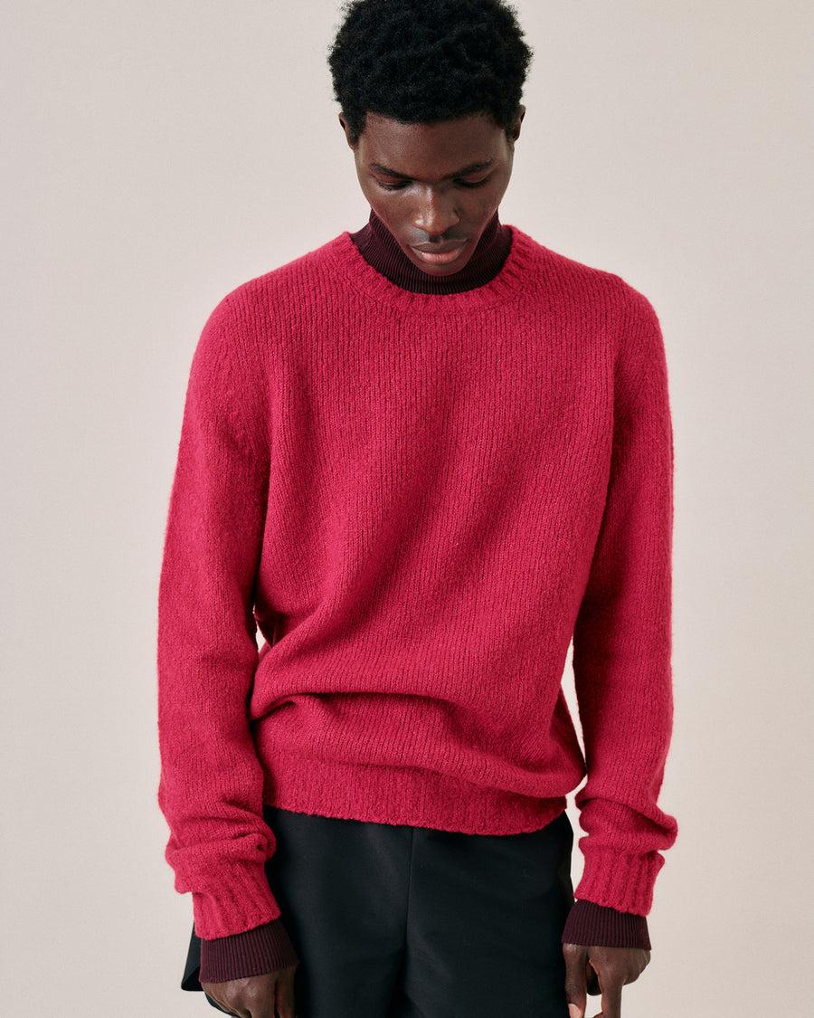 Scaglione ROUND NECK SEAMLESS PUFFED CASHMERE DAHLIA