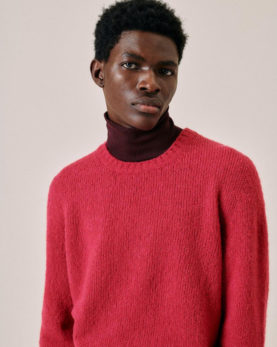 Scaglione ROUND NECK SEAMLESS PUFFED CASHMERE DAHLIA