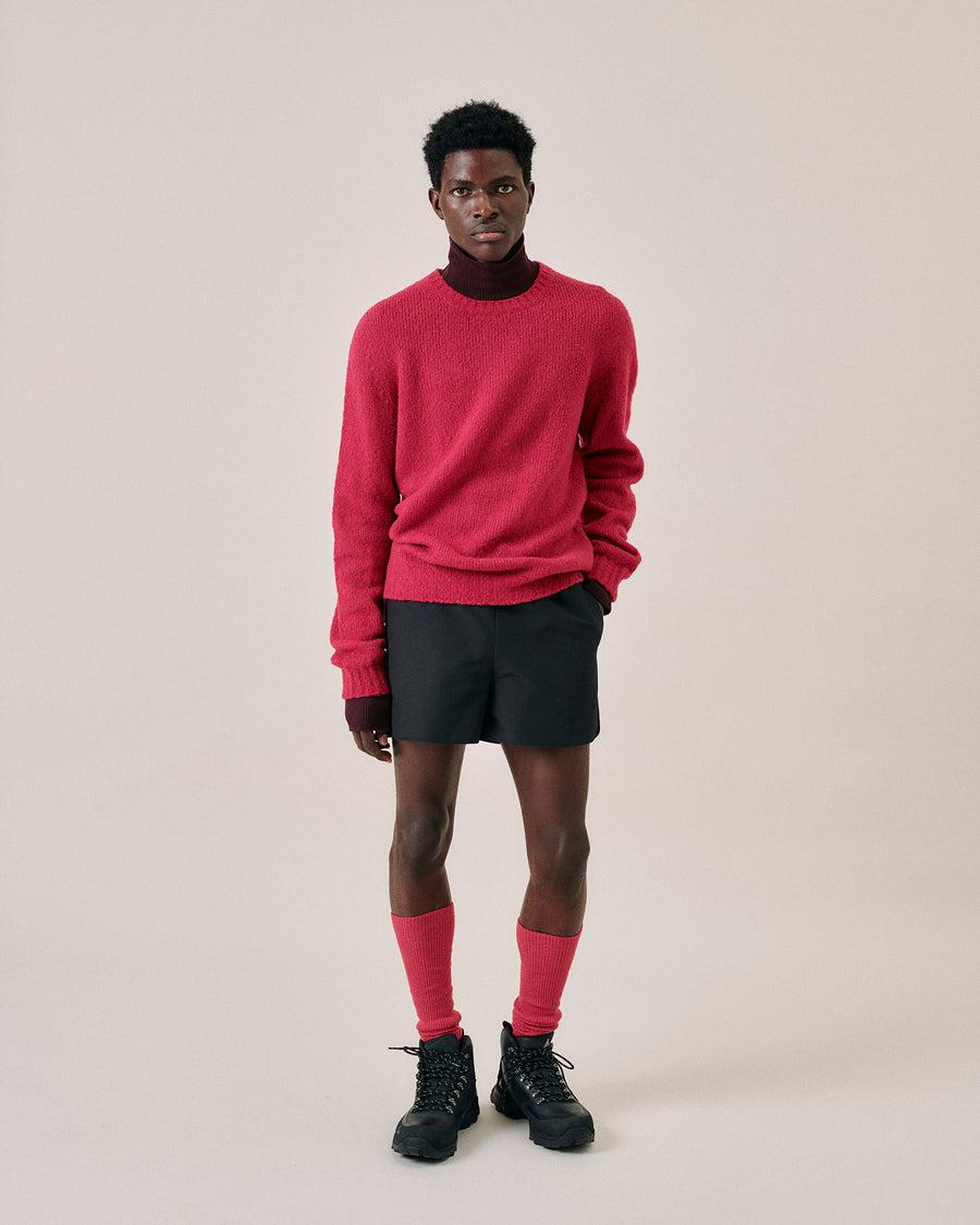 Scaglione ROUND NECK SEAMLESS PUFFED CASHMERE DAHLIA