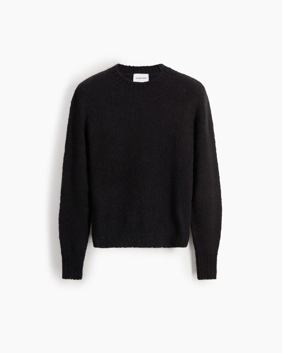 Scaglione ROUND NECK SLIM PUFFED CASHMERE SEAMLESS BLACK
