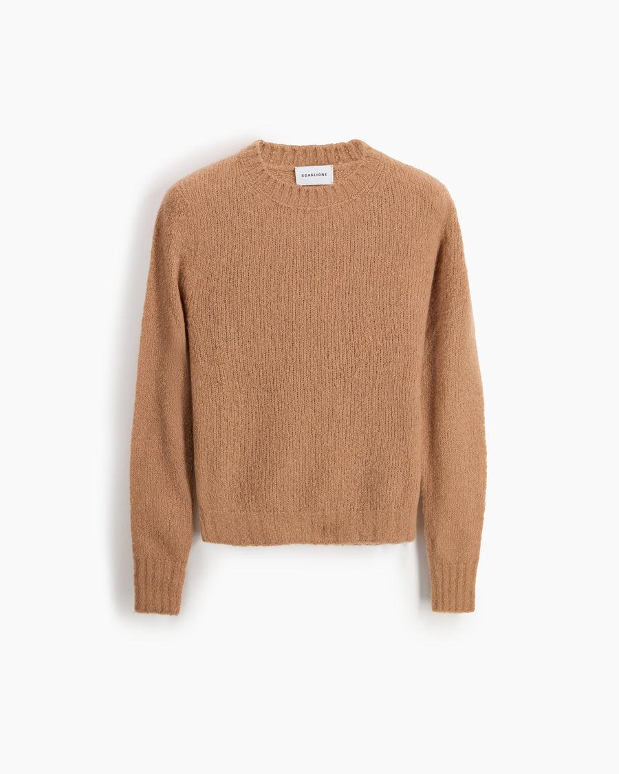 Scaglione ROUND NECK SLIM PUFFED CASHMERE SEAMLESS CAMEL