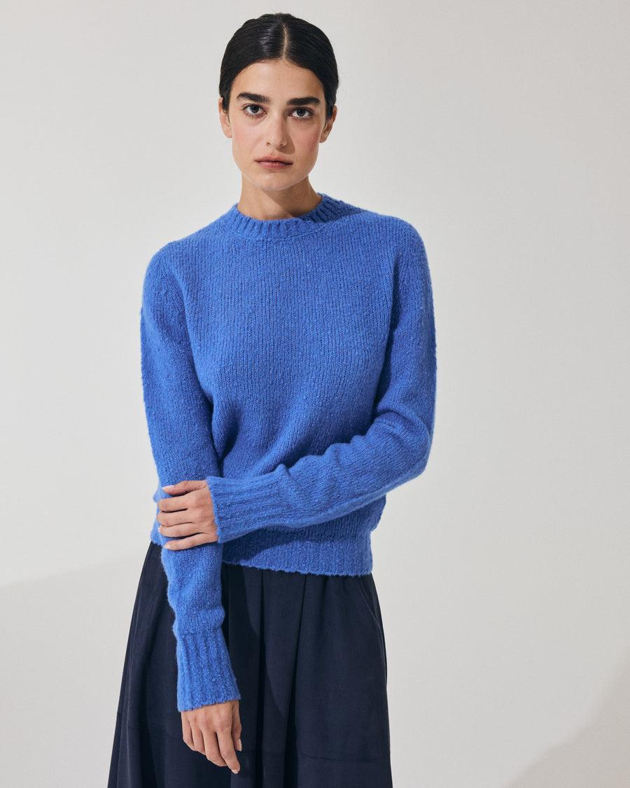 Scaglione ROUND NECK SLIM PUFFED CASHMERE SEAMLESS CORNFLOWER