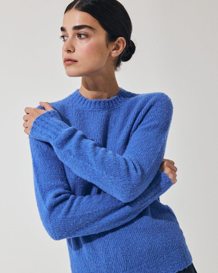 Scaglione ROUND NECK SLIM PUFFED CASHMERE SEAMLESS CORNFLOWER