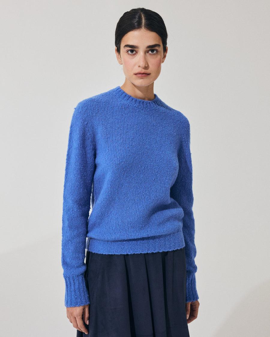 Scaglione ROUND NECK SLIM PUFFED CASHMERE SEAMLESS CORNFLOWER