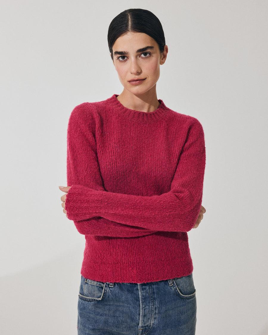 Scaglione ROUND NECK SLIM PUFFED CASHMERE SEAMLESS DAHLIA