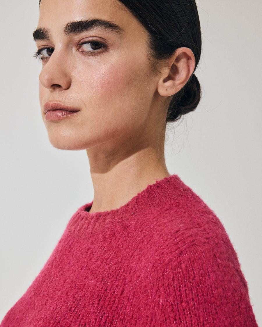 Scaglione ROUND NECK SLIM PUFFED CASHMERE SEAMLESS DAHLIA