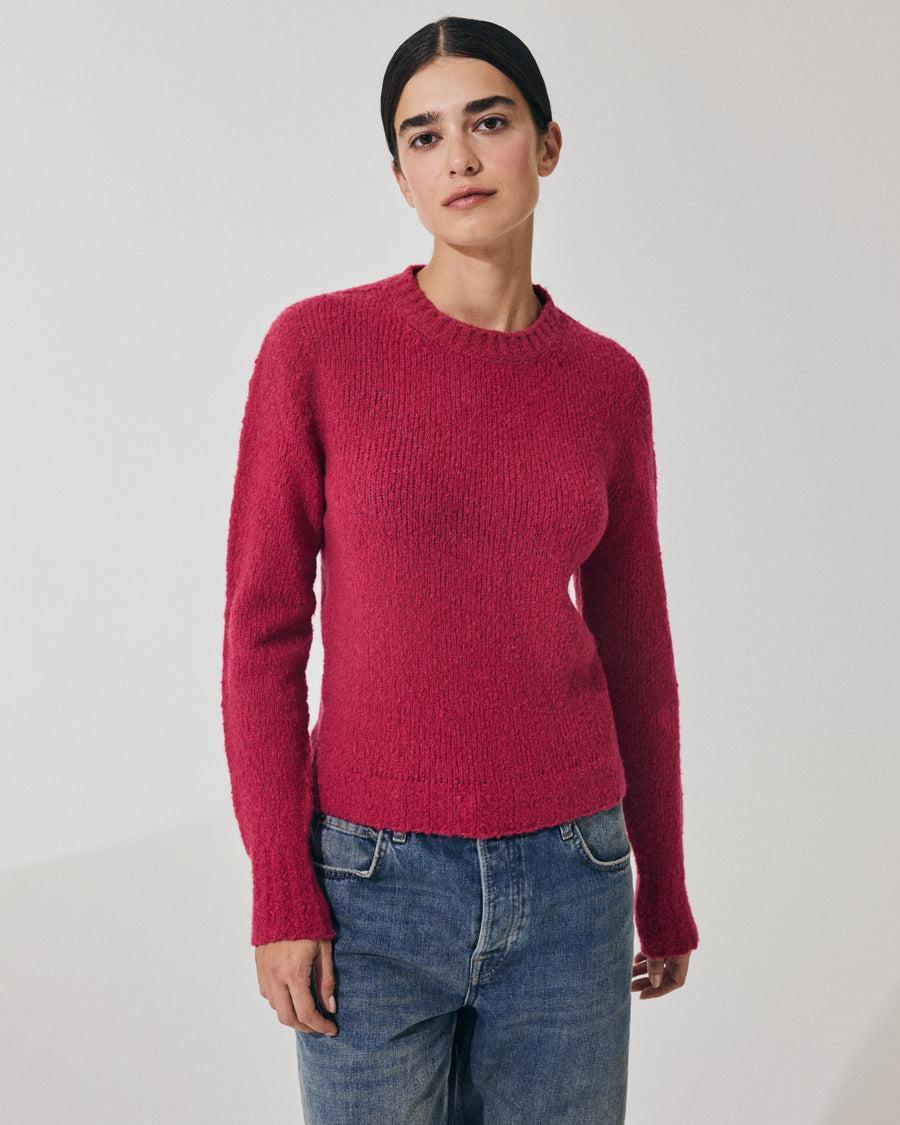 Scaglione ROUND NECK SLIM PUFFED CASHMERE SEAMLESS DAHLIA