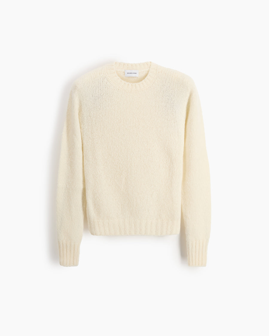 Scaglione ROUND NECK SLIM PUFFED CASHMERE SEAMLESS MILK