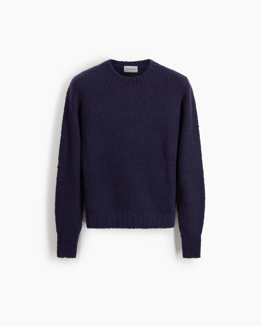 Scaglione ROUND NECK SLIM PUFFED CASHMERE SEAMLESS NAVY
