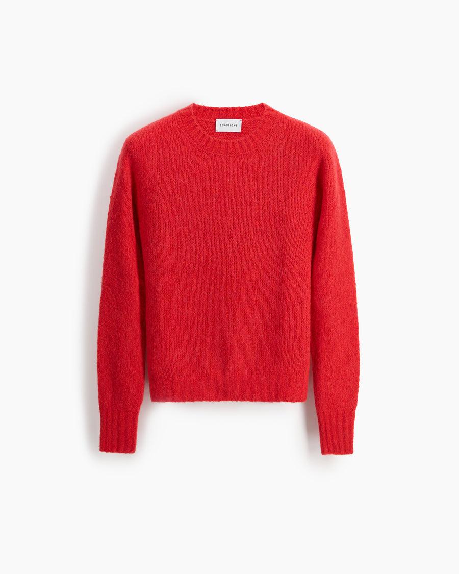 Scaglione ROUND NECK SLIM PUFFED CASHMERE SEAMLESS SCARLET