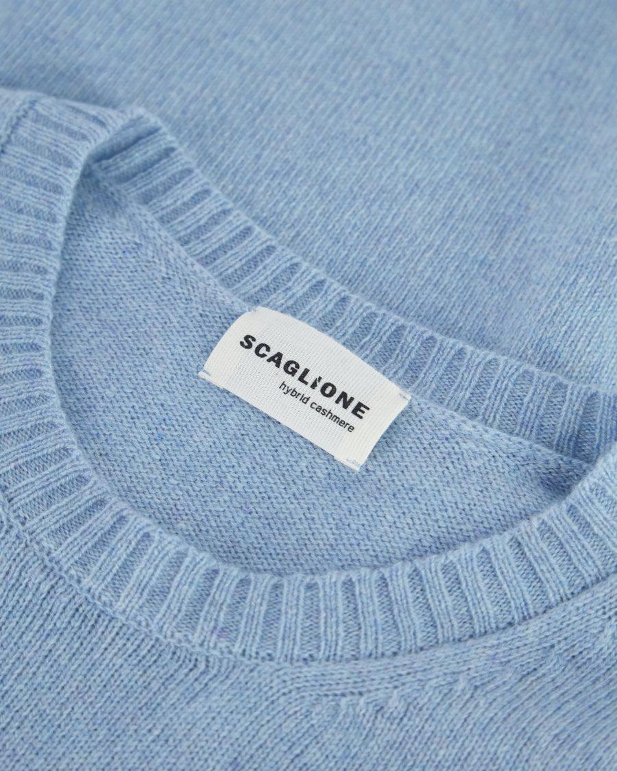 Scaglione ROUNDNECK SEAMLESS HYBRD CASHMERE CASH CELESTE