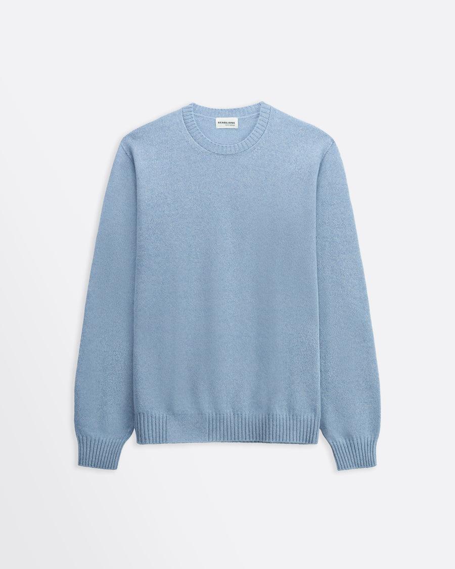 Scaglione ROUNDNECK SEAMLESS HYBRD CASHMERE CASH CELESTE