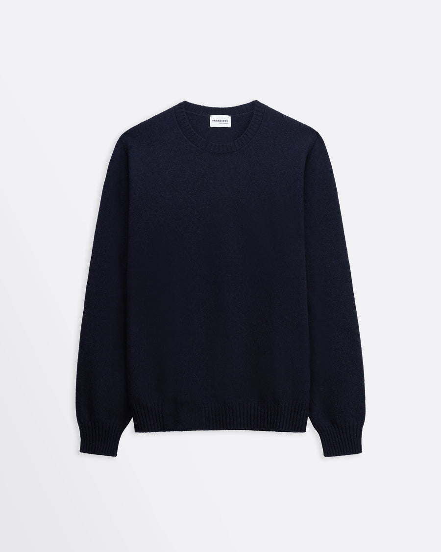 Scaglione ROUNDNECK SEAMLESS HYBRD CASHMERE CASH NAVY