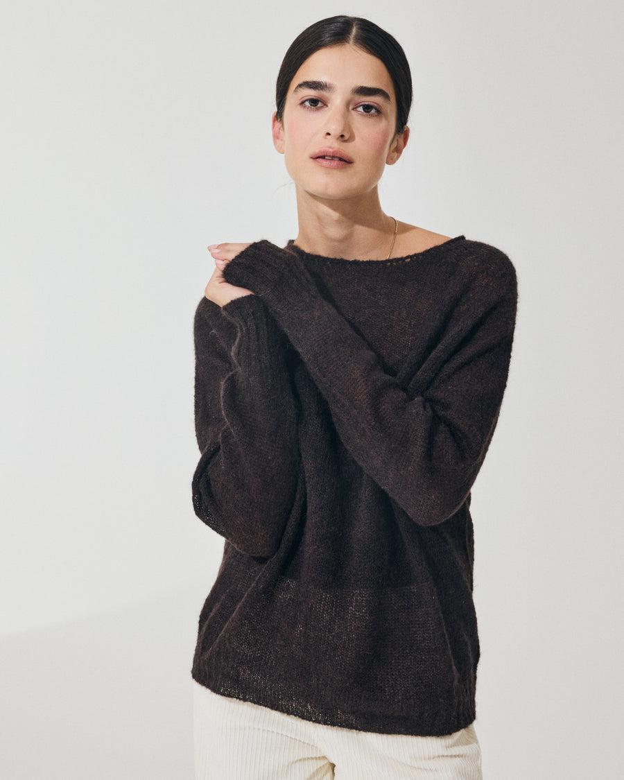 Scaglione BOAT NECK BOXY RAGLAN SEAMLESS EBANO