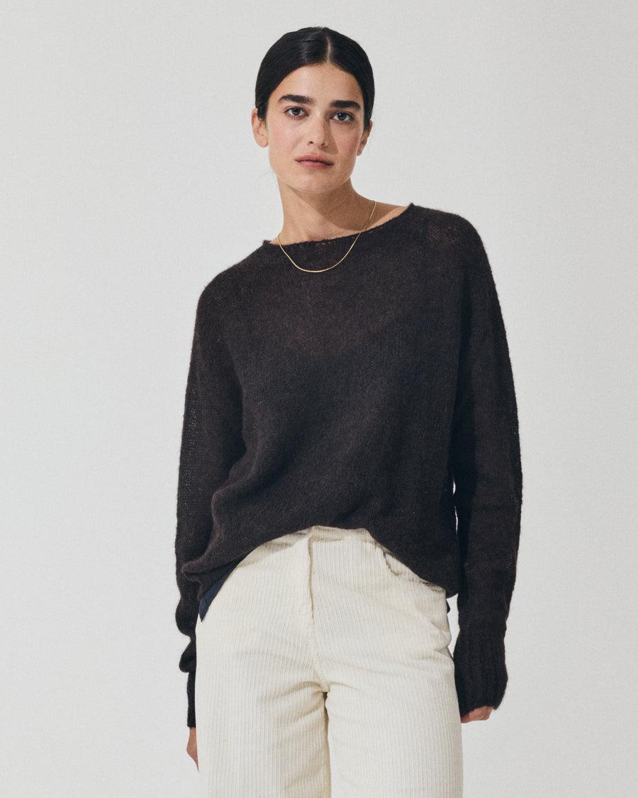 Scaglione BOAT NECK BOXY RAGLAN SEAMLESS EBANO