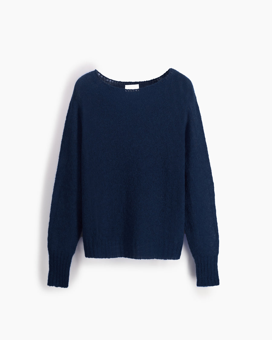 Scaglione BOAT NECK BOXY RAGLAN SEAMLESS NAVY