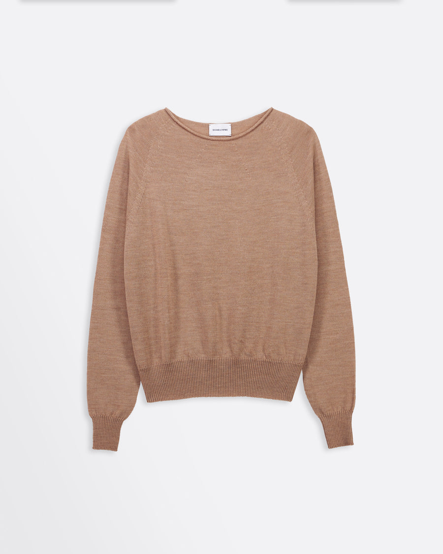 Scaglione BOAT NECK SEAMLESS MERINO CARAMEL