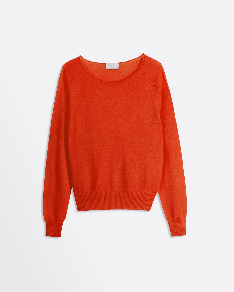 Scaglione BOAT NECK SEAMLESS MERINO CARROT