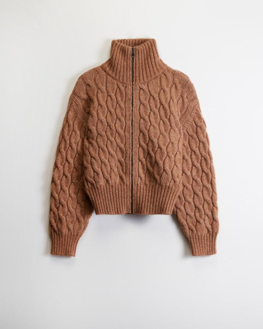 Scaglione BOMBER CORTO ZIP CABLES CARAMEL