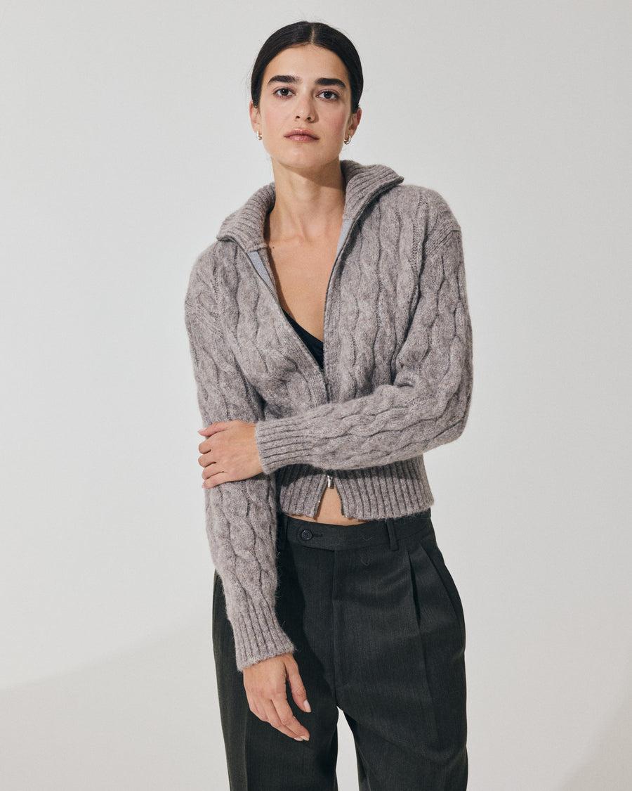 Scaglione BOMBER CORTO ZIP CABLES LTGREY