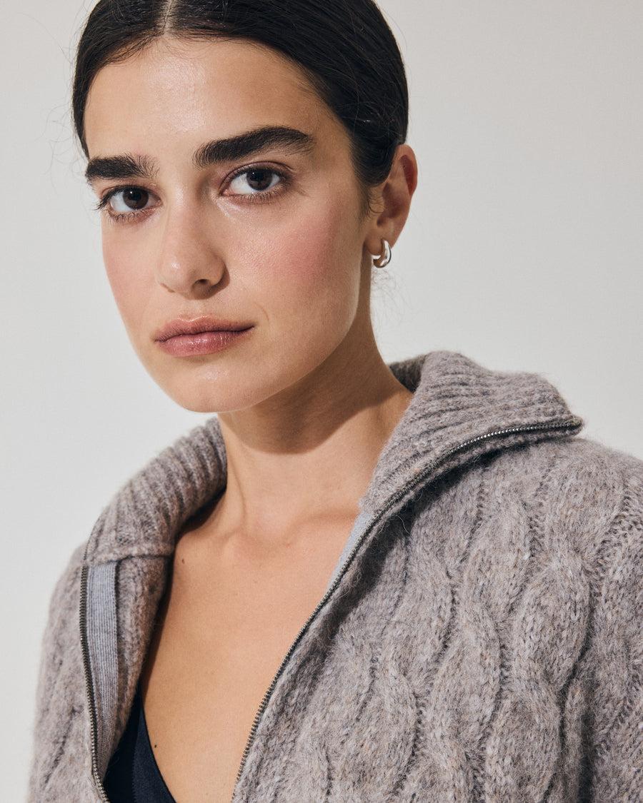 Scaglione BOMBER CORTO ZIP CABLES LTGREY