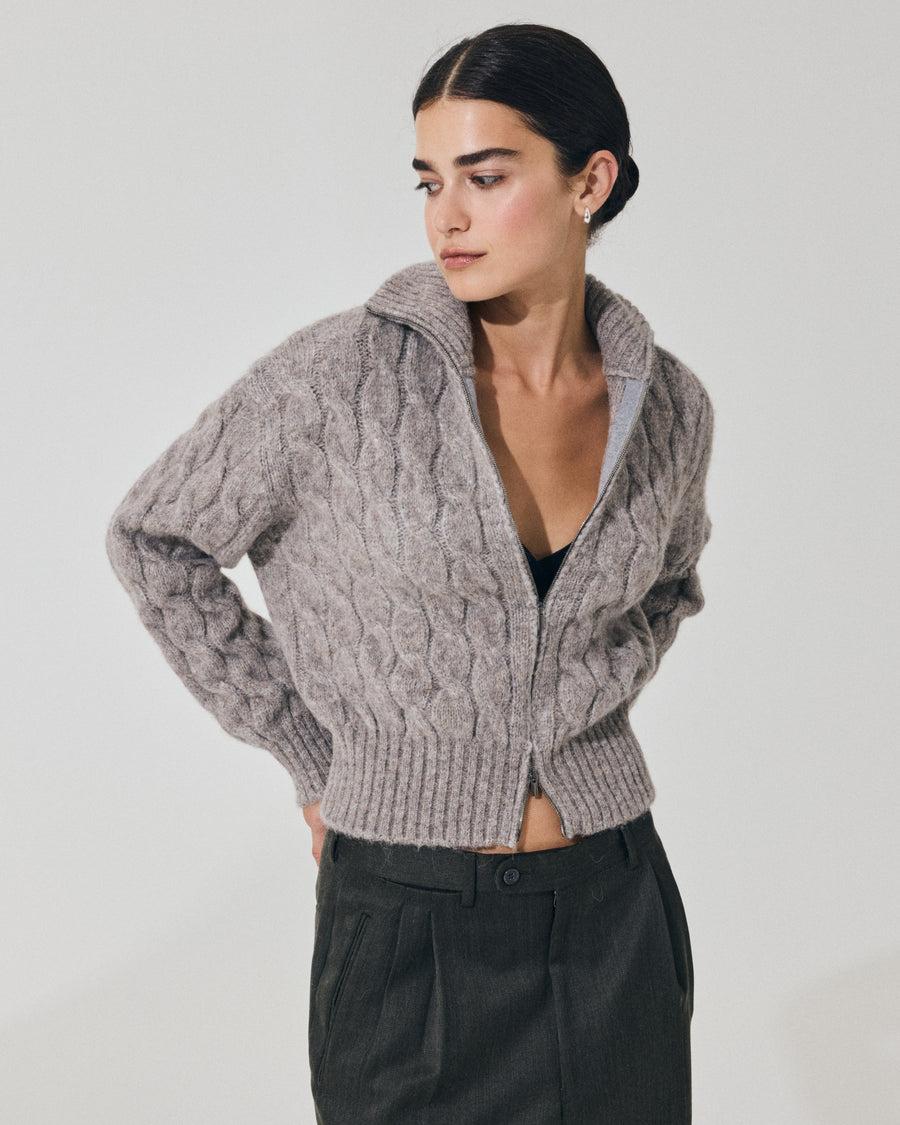 Scaglione BOMBER CORTO ZIP CABLES LTGREY