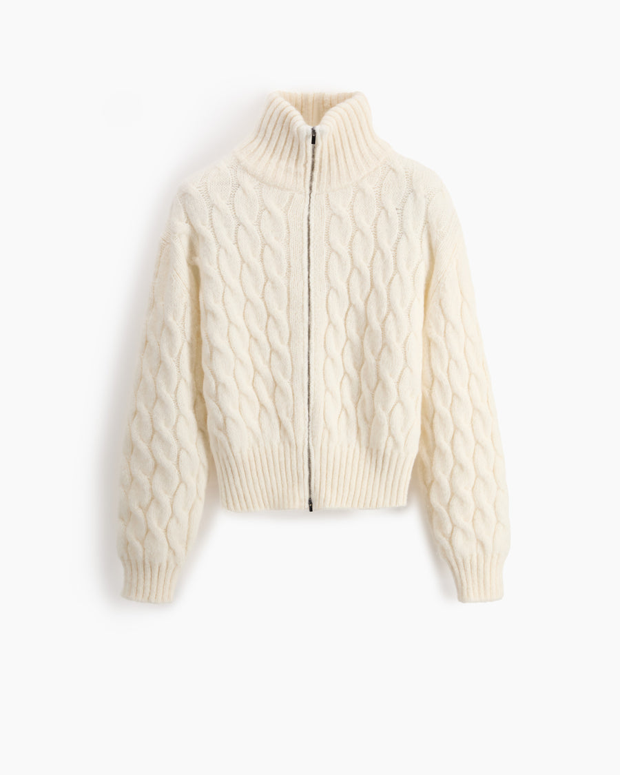 Scaglione BOMBER CORTO ZIP CABLES MILK