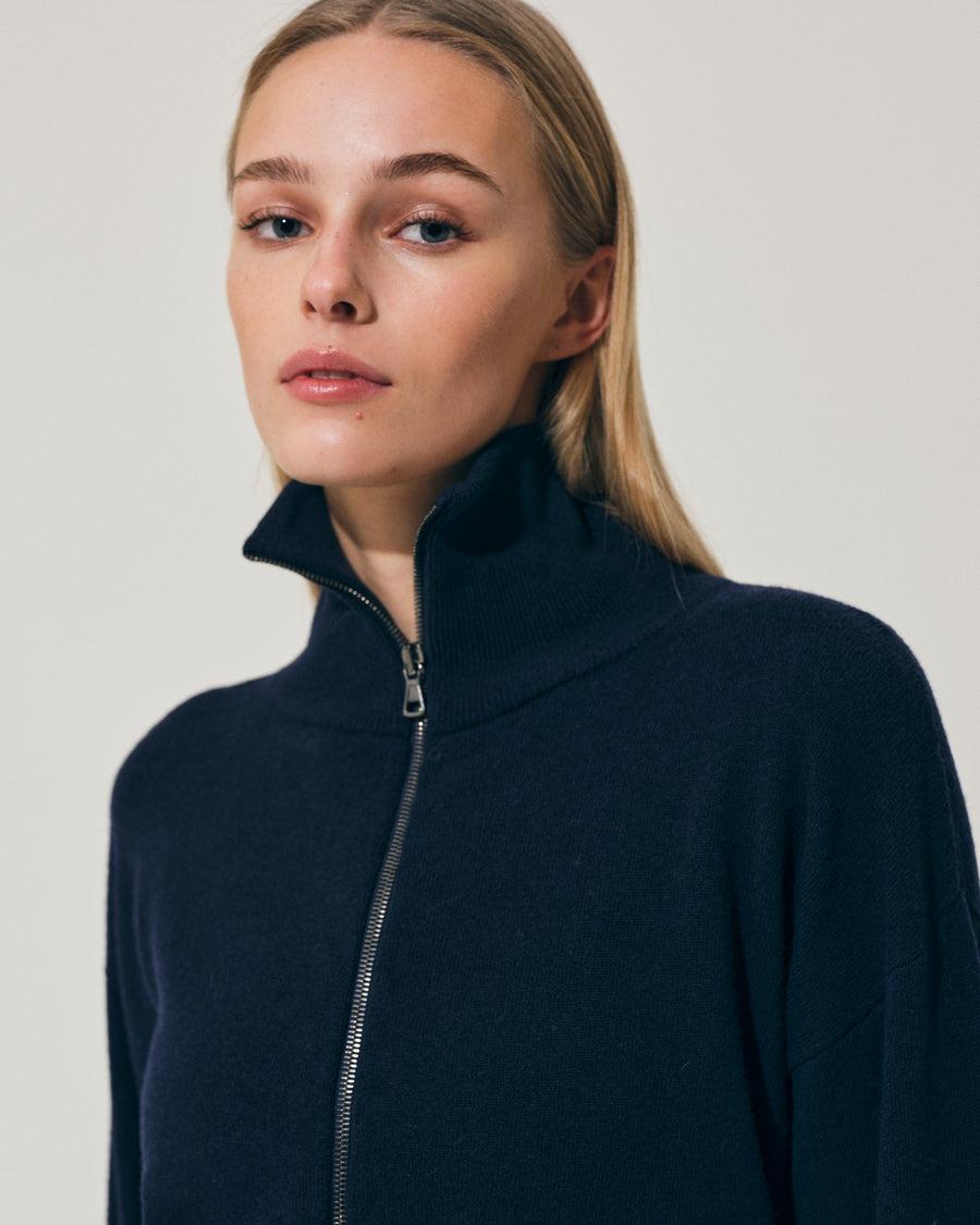 Scaglione BOMBER ZIP CASH BLEND NAVY