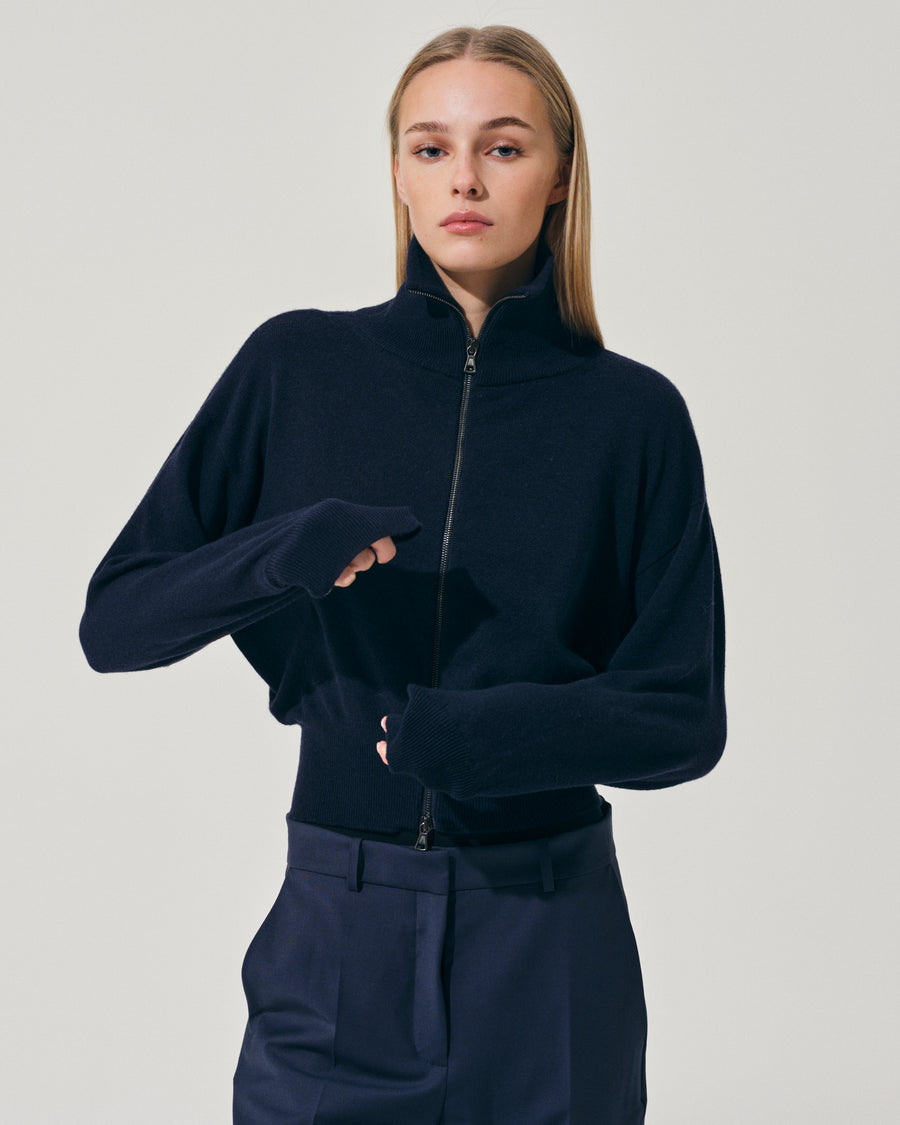 Scaglione BOMBER ZIP CASH BLEND NAVY