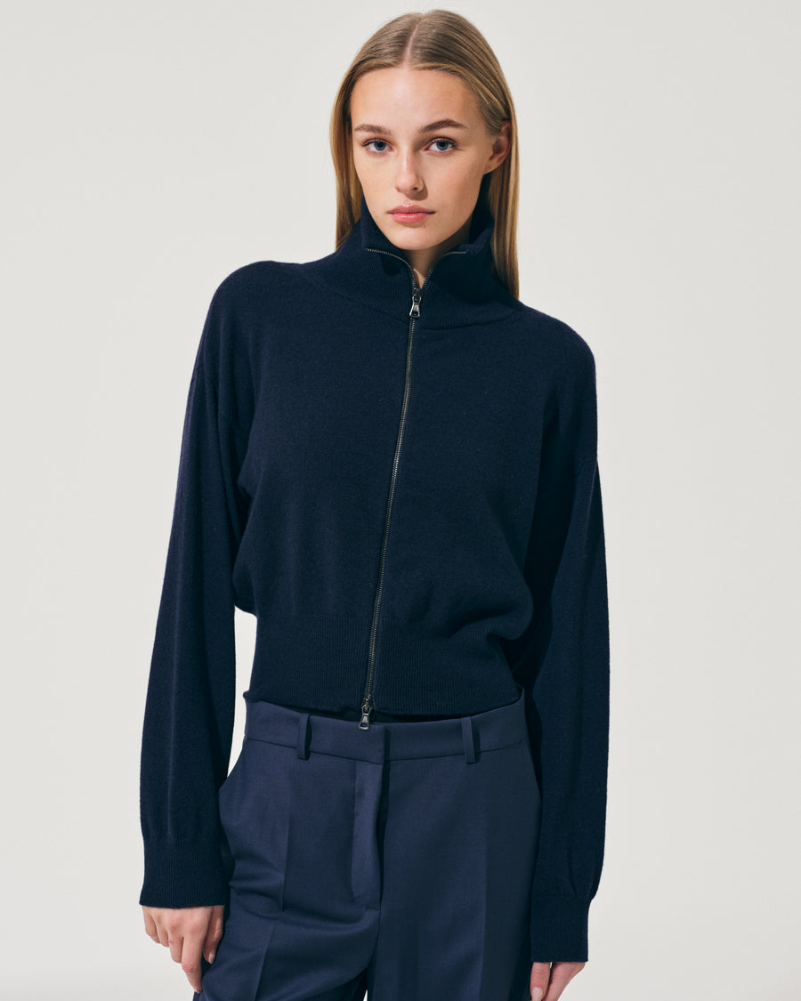 Scaglione BOMBER ZIP CASH BLEND NAVY