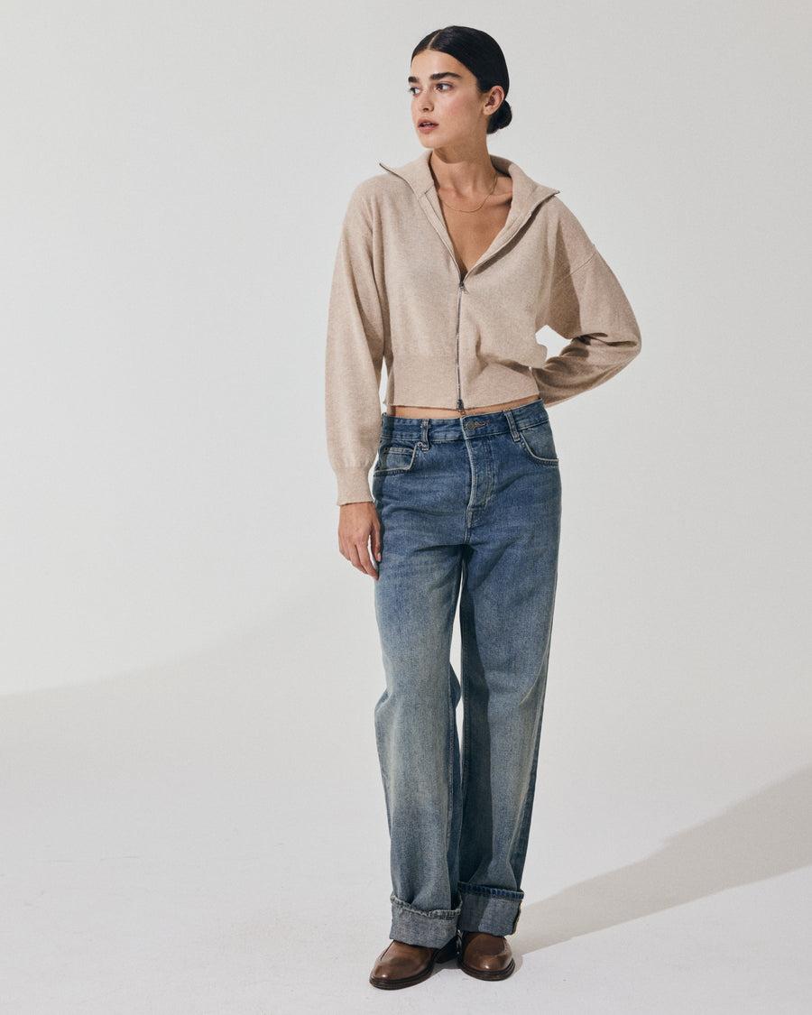 Scaglione BOMBER ZIP CASH BLEND SAND