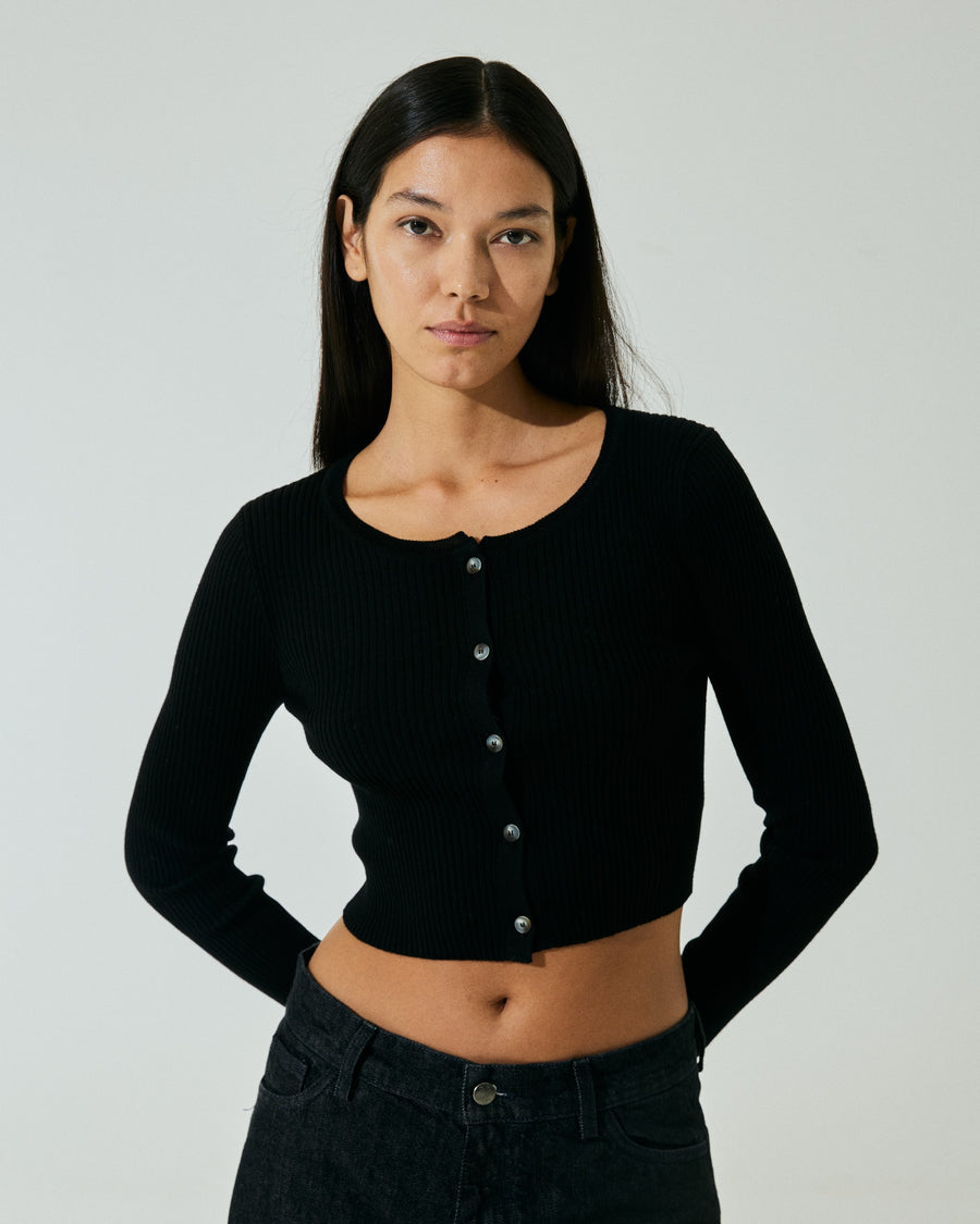 Scaglione CARDIGAN CROP COSTINA FINELUX BLACK