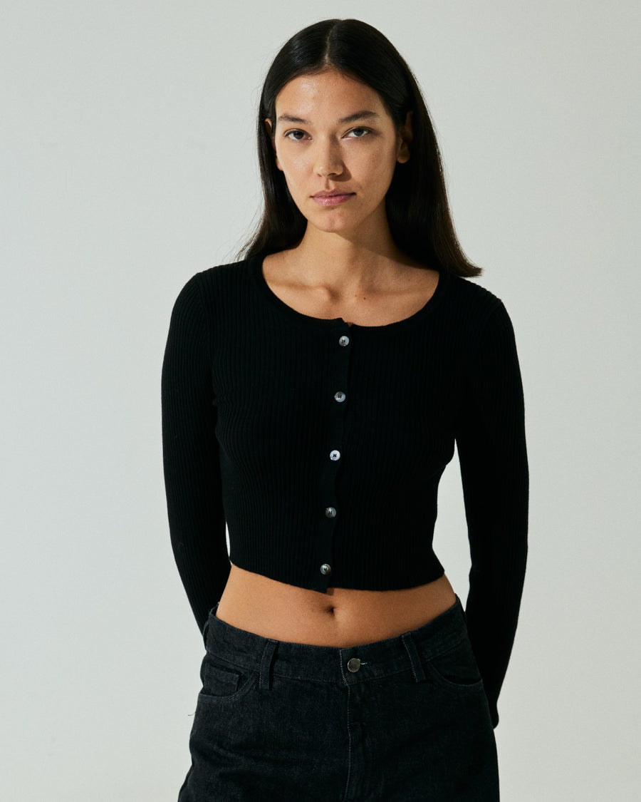 Scaglione CARDIGAN CROP COSTINA FINELUX BLACK