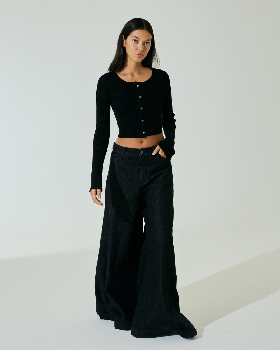 Scaglione CARDIGAN CROP COSTINA FINELUX BLACK