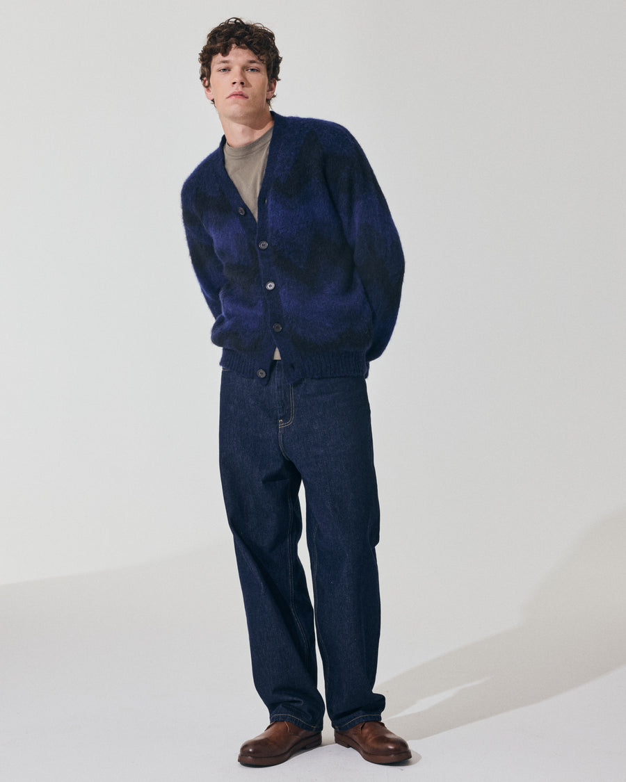 Scaglione CARDIGAN JQD ZIGZAGBRUSHED ROYAL