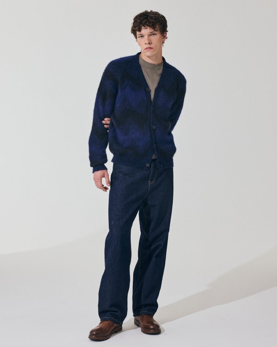 Scaglione CARDIGAN JQD ZIGZAGBRUSHED ROYAL