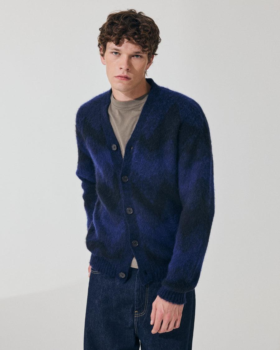 Scaglione CARDIGAN JQD ZIGZAGBRUSHED ROYAL