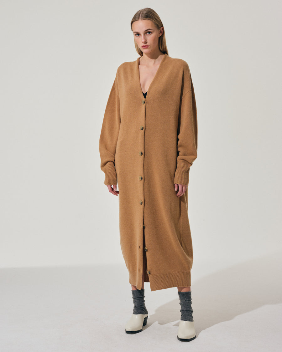 Scaglione CARDIGAN LUNGO SEAMLESS CARAMEL