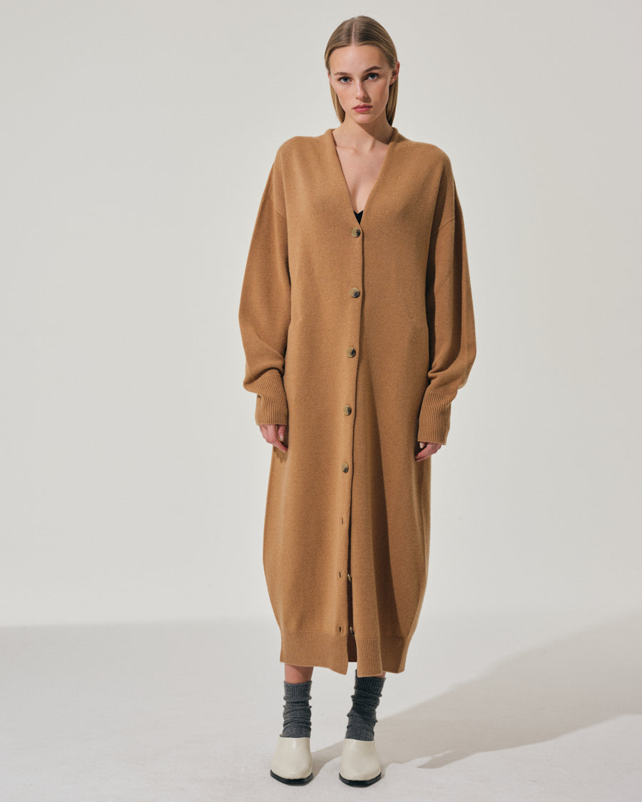 Scaglione CARDIGAN LUNGO SEAMLESS CARAMEL