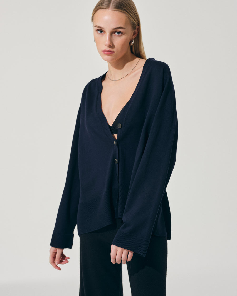 Scaglione CARDIGAN MERINO LUX NAVY