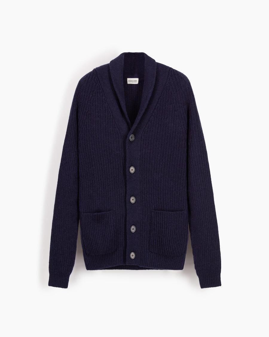 Scaglione CARDIGAN PANNOCCHIA HYBRD CASHMERE NAVY