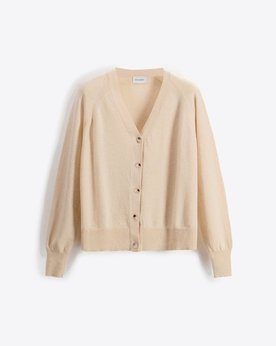 Scaglione CARDIGAN RAGLAN RIBBED SIDES BEIGE