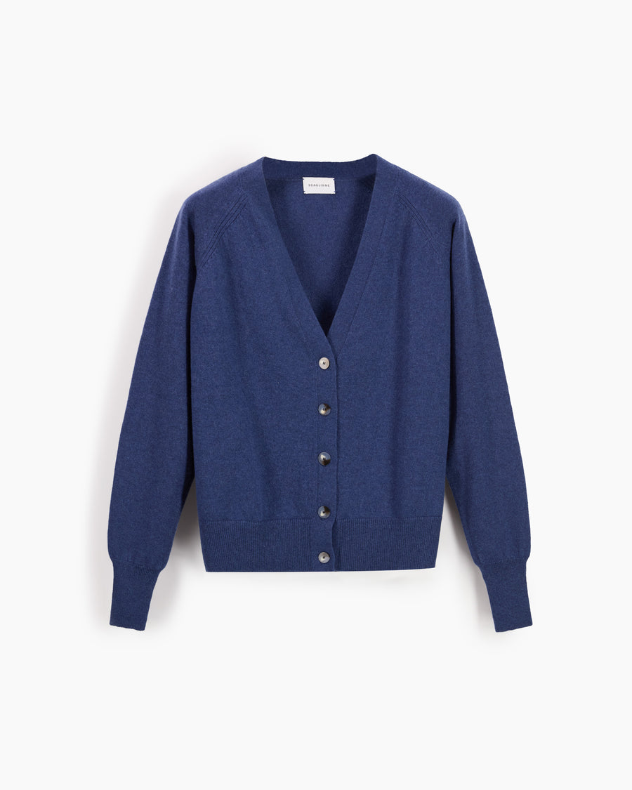 Scaglione CARDIGAN RAGLAN RIBBED SIDES DENIM