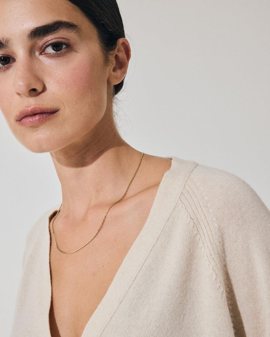 Scaglione CARDIGAN RAGLAN RIBBED SIDES MILK