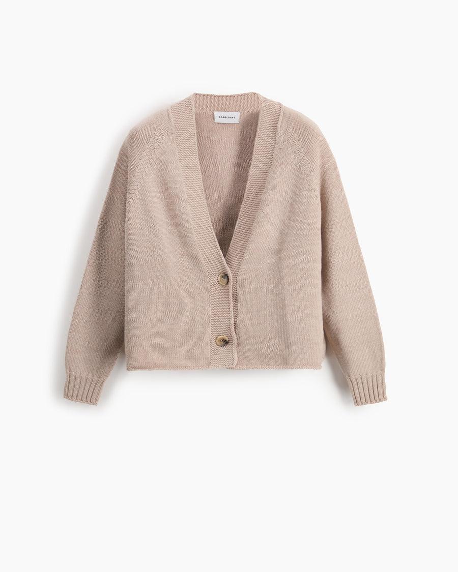 Scaglione CARDIGAN RAGLAN SEAMLESS MERINO BEIGE
